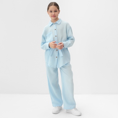 Комплект для девочки (рубашка и брюки) MINAKU цвет голубой, рост 134 см