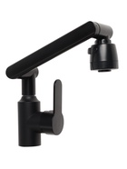 Смеситель для кухни ZEIN Z3705, регулируемый излив высотой 25 см, аэратор 2 режима, черный - Фото 6
