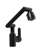 Смеситель для кухни ZEIN Z3705, регулируемый излив высотой 25 см, аэратор 2 режима, черный - Фото 8