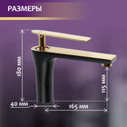 Смеситель для раковины ZEIN Z3874, однорычажный, высота излива 12 см, латунь, черный/gold= - Фото 3