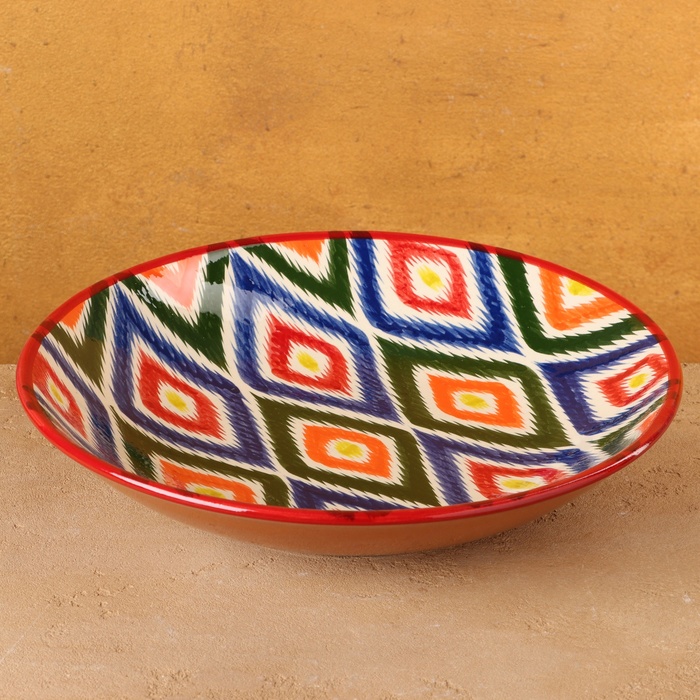 Ляган узбекский Риштанская Керамика «Атлас. Ромбы», d=33 см, разноцветный - Фото 1