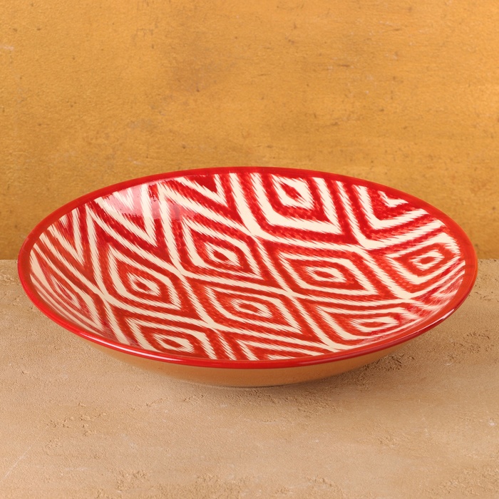 Ляган узбекский Риштанская Керамика «Атлас», d=33 см, красный - Фото 1