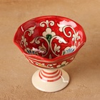 Конфетница Риштанская Керамика "Цветы", красная 12 см, - Фото 2