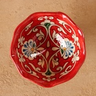 Конфетница Риштанская Керамика "Цветы", красная 12 см, - Фото 3