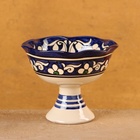 Конфетница Риштанская Керамика "Цветы", синяя 14 см, - фото 6299030