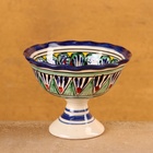 Конфетница Риштанская Керамика "Цветы", синяя 13 см, - фото 12158911
