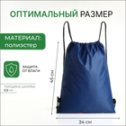 Мешок для обуви на шнурке, с карманом, принтом, размер 45×1×34 см, синий/серый - Фото 2