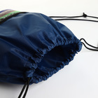 Мешок для обуви на шнурке, с карманом, принтом, размер 45×1×34 см, синий/серый - Фото 3