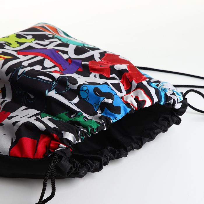 Мешок для обуви на шнурке, цвет чёрный/разноцветный