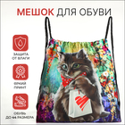 Мешок для обуви на шнурке, с принтом, размер 45×1×34 см, разноцветный - Фото 1