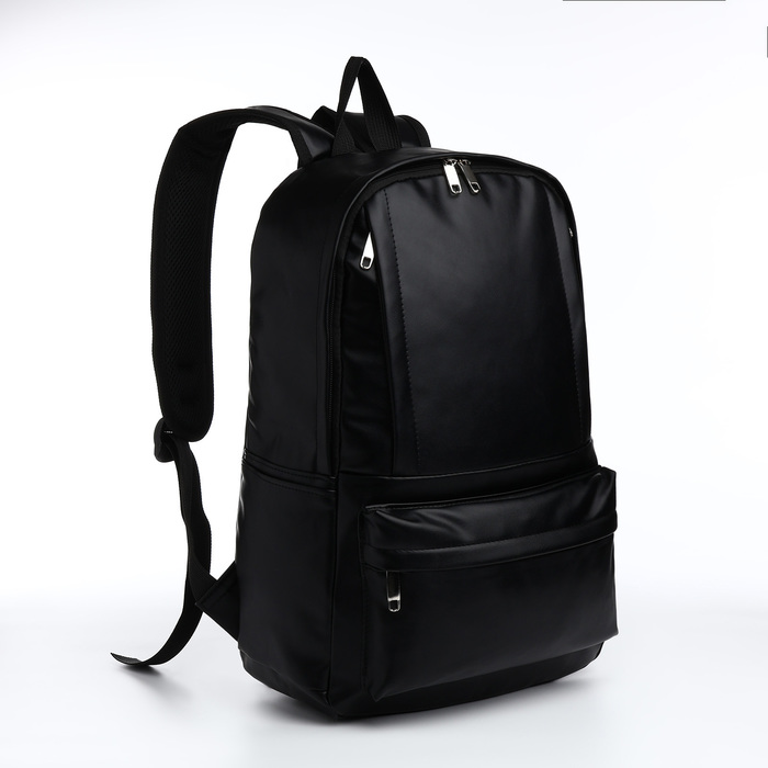 Рюкзак молодёжный на молнии, 5 карманов, цвет чёрный - Фото 1