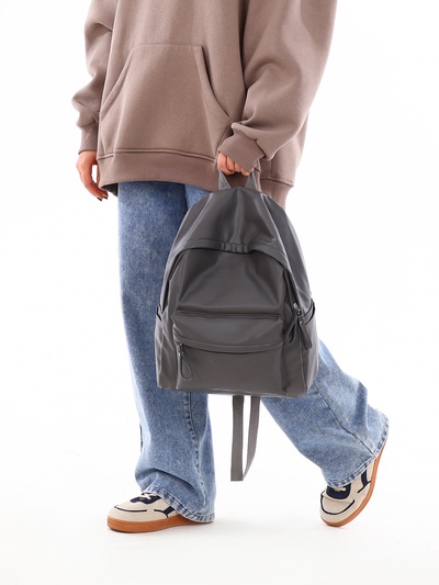 Рюкзак молодёжный на молнии, с карманом, размер 28×13×39.5 см, серый