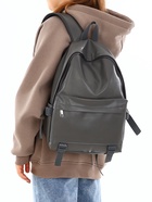 Рюкзак молодёжный на молнии, 3 кармана, размер 29×12×42 см, серый - Фото 9