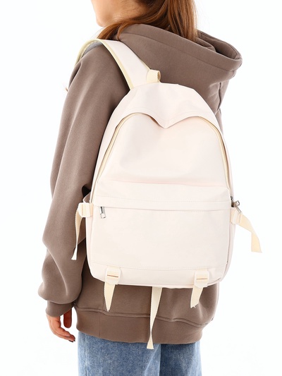 Рюкзак молодёжный на молнии, 3 кармана, размер 29×12×42 см, белый