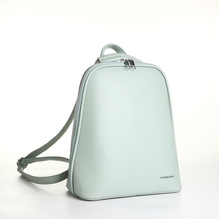 Рюкзак городской из искусственной кожи на молнии, цвет зелёный - Фото 1