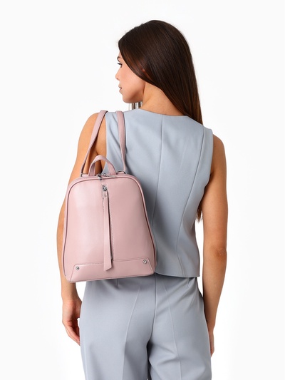 Рюкзак-сумка из на молнии, с 2 карманами, с молнией посередине, размер 25×12×30 см, розовый