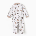 Комбинезон детский закрытые ножки, цвет бежевый/ёжики, рост 68 см - фото 23918076