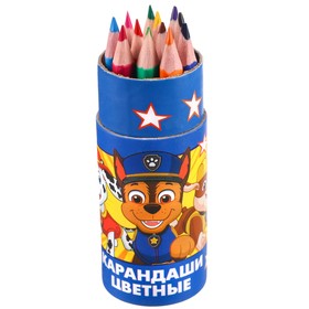 Карандаши цветные пластиковые в тубусе МИНИ, 12 цветов, Paw Patrol   7689633