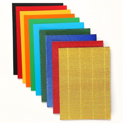 Цветной картон гофрированный, А4, 10 листов, 10 цветов, немелованный, двусторонний, в папке, 230 г/м², «Холодное сердце»