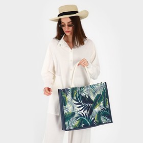 Сумка женская пляжная «Тропики», 41.5×34×12 см, зелёная