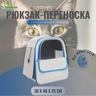 Рюкзак-переноска для кошек и собак, 30×40×25 см, белый/голубой - Фото 1