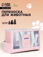Сумка-переноска для животных, 24×25×41 см, с раздвижным окном, розовая - Фото 1