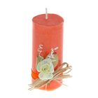 Свеча восковая с декором "Цветок", цвет оранжевый - Фото 1