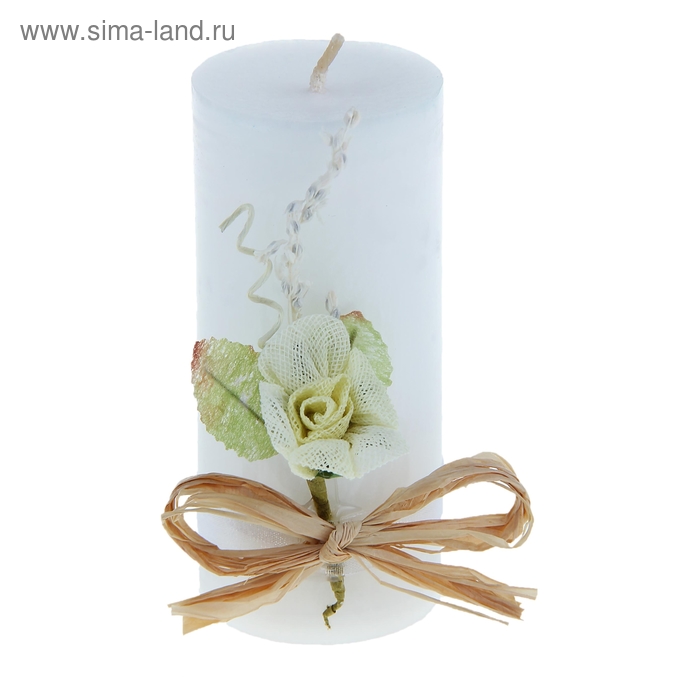 Свеча восковая с декором "Цветок", цвет белый - Фото 1