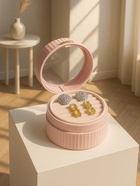 Шкатулка для украшений, круг, 7 полос, 9×9×5.5 см, розовая - Фото 2