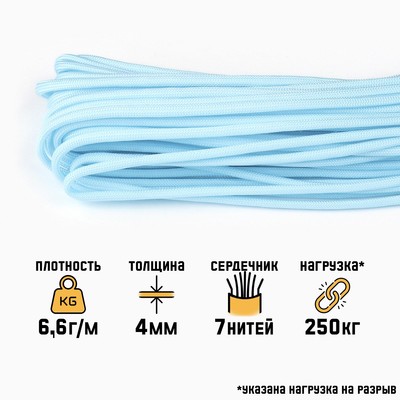 Паракорд 550, d=4 мм, 10 м, голубой