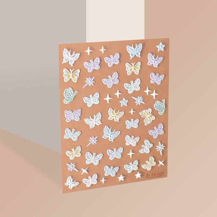 Наклейки для ногтей «Волшебные бабочки», объёмные, разноцветные
