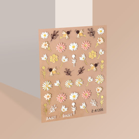 Наклейки для ногтей «Пчёлы и цветы», объёмные, разноцветные