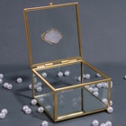 Органайзер для хранения «MOUNTAINS», с крышкой, стеклянный, с зеркальным дном, 1 секция, 10 × 10 × 6 см, цвет прозрачный/медный - Фото 6