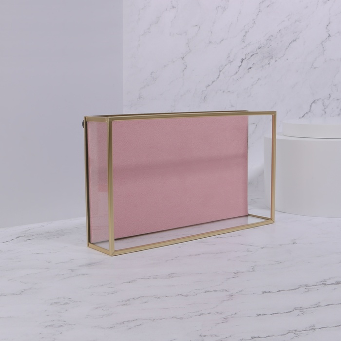Органайзер для хранения «PINK RIPPLES», стеклянный, 1 секция, 24 × 14 × 5 см, цвет прозрачный/медный/розовый