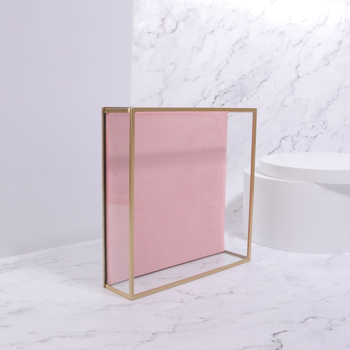 Органайзер для хранения «PINK RIPPLES», стеклянный, 1 секция, 20 × 20 × 5 см, цвет прозрачный/медный/розовый