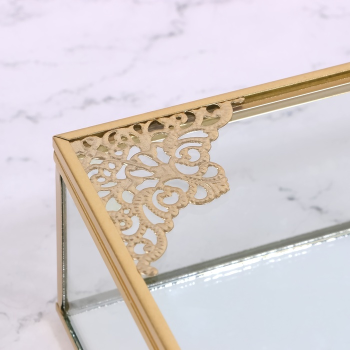 Органайзер для хранения «GREAT», стеклянный, с зеркальным дном, 1 секция, 17 × 10,5 × 7 см, цвет прозрачный/медный