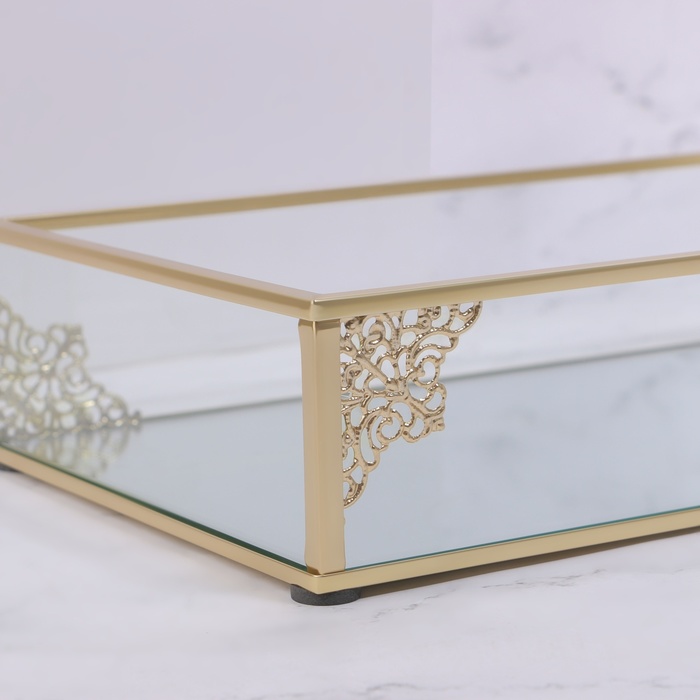 Органайзер для хранения «GREAT», стеклянный, с зеркальным дном, 1 секция, 24 × 14 × 5 см, цвет прозрачный/медный