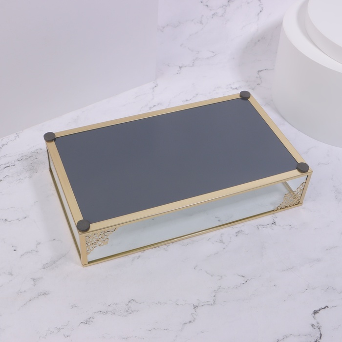 Органайзер для хранения «GREAT», стеклянный, с зеркальным дном, 1 секция, 24 × 14 × 5 см, цвет прозрачный/медный