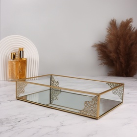 Органайзер для хранения «GREAT», стеклянный, с зеркальным дном, 29×17.5×6 см, цвет медный