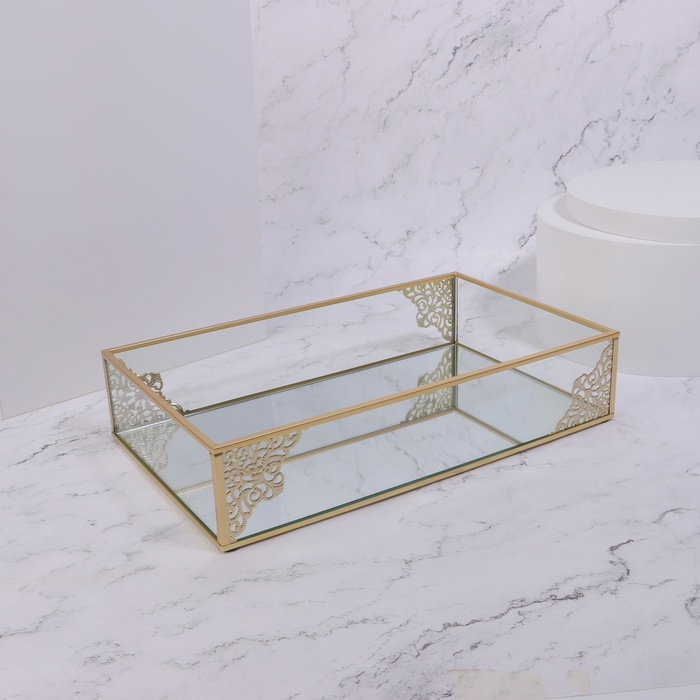 Органайзер для хранения «GREAT», стеклянный, с зеркальным дном, 1 секция, 29 × 17,5 × 6 см, цвет прозрачный/медный