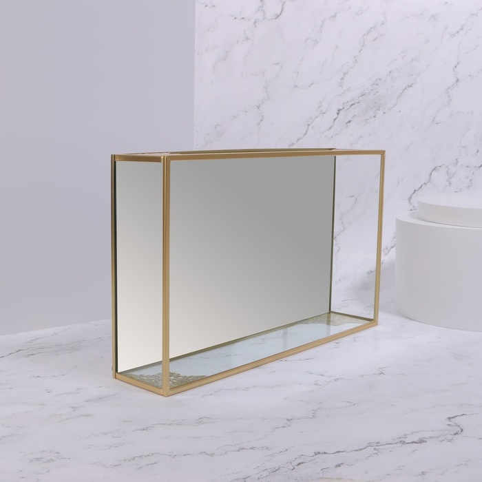 Органайзер для хранения «GREAT», стеклянный, с зеркальным дном, 1 секция, 29 × 17,5 × 6 см, цвет прозрачный/медный