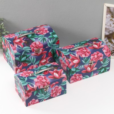 Набор шкатулок для украшений «Сундук. Волшебные цветы», картон, 3 шт.