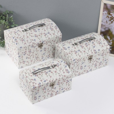 Набор шкатулок для украшений «Сундук. Нежные цветы», картон, 3 шт.