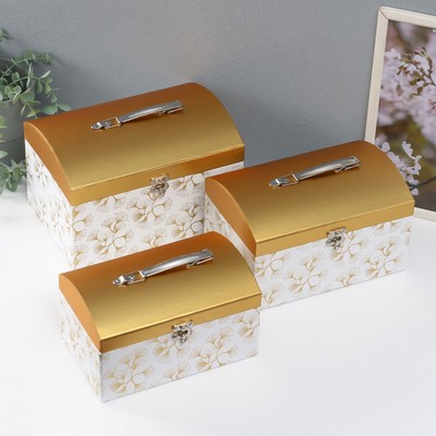 Набор шкатулок для украшений «Сундук. Узор золотом», картон, 3 шт.