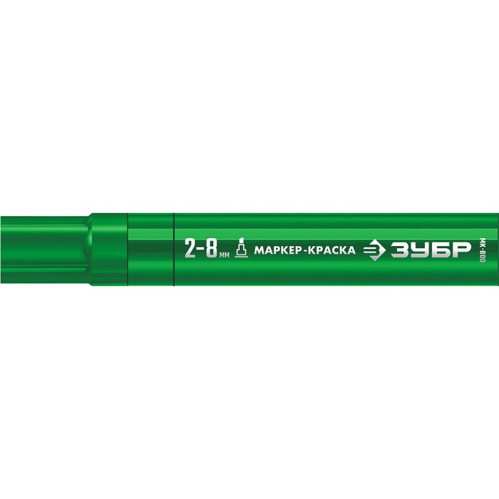Маркер-краска строительный ЗУБР МК-800 06327-4, клиновидный, 2-8 мм, зеленый - Фото 1