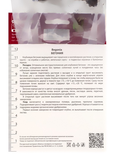 Бегония бахромчатая Пинк р-р 4/5, 2 шт. Весна 2026