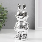 Сувенир керамика "Зайка-космонавт" серебро 8х6х17 см - фото 809713081