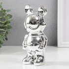 Сувенир керамика "Мишка-космонавт" серебро 8х6х18 см - Фото 4