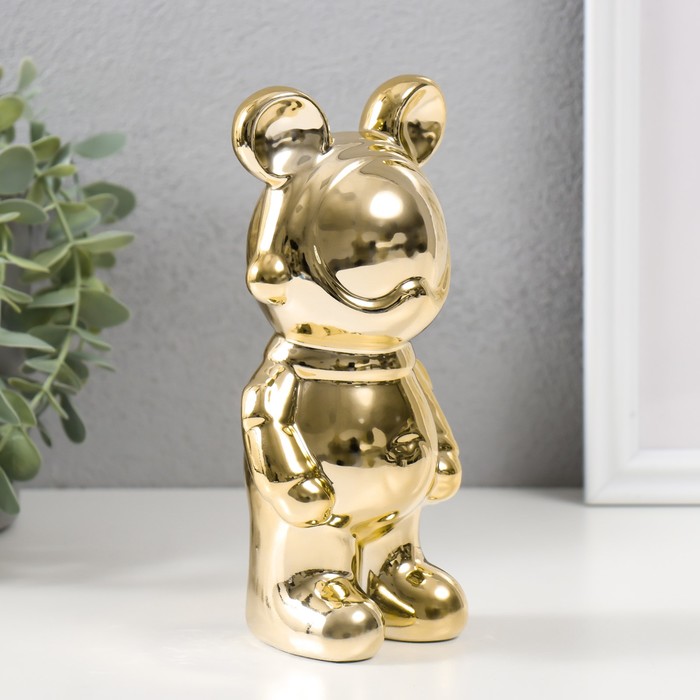 Сувенир керамика "Мишка-космонавт" золото 8х6х18 см
