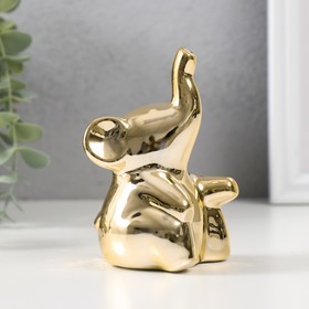 Сувенир керамика "Слоник сидит" золото 4,5х5,5х10 см
